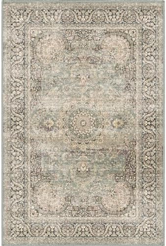 Fortsea Area Rug 2x3 Distressed Small Entryway Rug Vintage Doormat Faux Wool Non-Slip Washable Low-Pile Floor Carpet for Indoor Front Entrance Kitchen Bathroom (Olive 2x3)