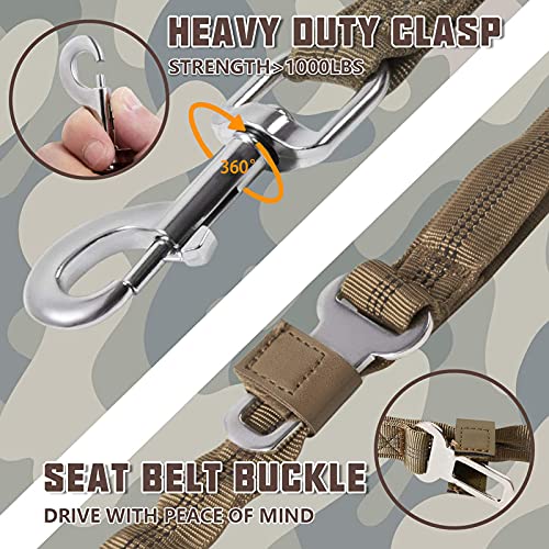 AUROTH Heavy Duty Bungee Dog Leash for Large Breed Dogs, No Pull for Shock Absorption with Car Seat Belt, 2 Padded Handles 4.5Foot 6Foot Training Dog Leash Army Yellow - Image 4