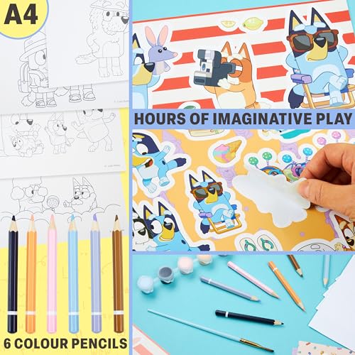 Bluey 4-in-1 Art Kit for Kids with Coloring Pages, Scratch Art, Watercolors, Stickers & Pencil, Fun DIY Craft Supplies Set, Gifts for Kids (Multi 4-in-1 Set) - Image 4
