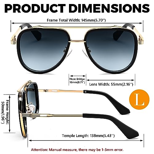 FEISEDY Sunglasses Men Aviator, 70s Vintage Classic Square Frame, UV400 Sun Glasses Driving Fishing Golf Hiking B00363