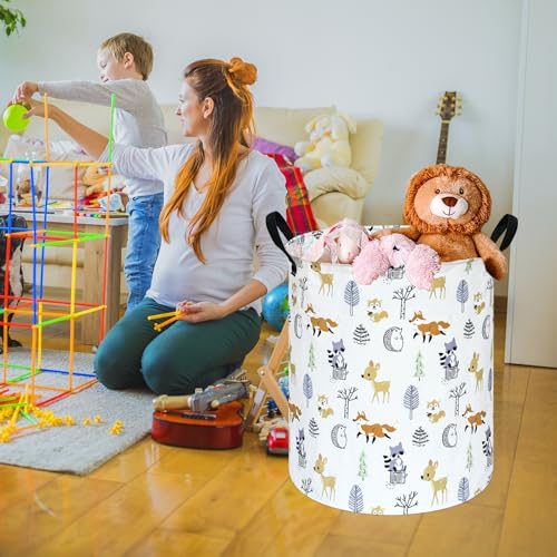 Image of Round Laundry Basket Storage Bins Nursery Hamper Gift Baskets for Home,Office,Home Decor