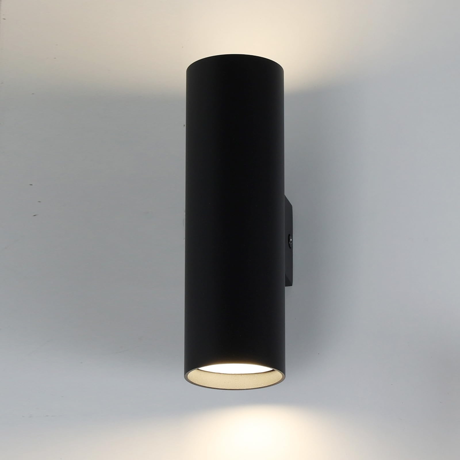 Alpinaluz Black Cylindrical Wall Sconce, Two-Way Up and Down Light, 2 GU10 Lamp Holder
