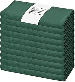 Linen Dinner Napkins Set of 10 Pack, Cotton Linen Blend Fabric Dinner Cloth Napkins Washable Soft Rustic Linen Table Cloth Napkin for Every Day Use/Kitchen/Home/Weddings(Dark Green,40×40cm)