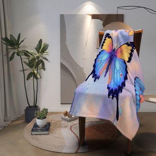 Manta Polar 220 x 240 Mariposas, Mantas para Cama 105 de Franela Cálida y Cómoda para Niños y Adultos, Mantitas para Sofá Reversible para Cubre Sofa Colchas, Fácil de cuidar_7919a