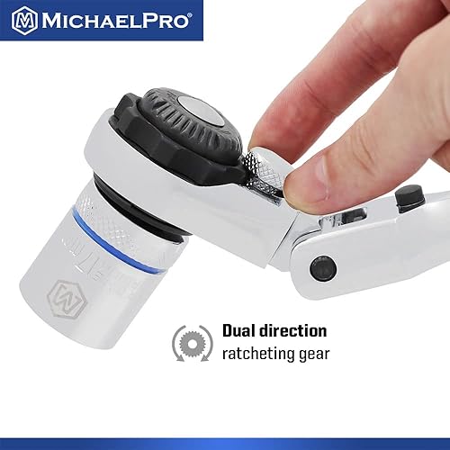 Miniatura 8 de MichaelPro MP001228 Juego de trinquete y llaves de vaso de 19 piezas, 3/8 pulgadas, reversible con liberación rápida, sin tamaños populares omitidos