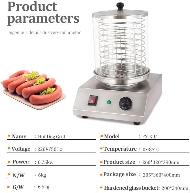 Miniatura 6 de Hotdog Roller Grill 538W Máquina de parrilla de salchichas, rodillo eléctrico comercial para perros calientes, control inteligente de temperatura de