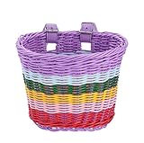Retro Fahrradkorb aus Rattan Handgewebt Kunststoff Rattan Korb Fahrrad Scooter Fronttasche 21x16x16...