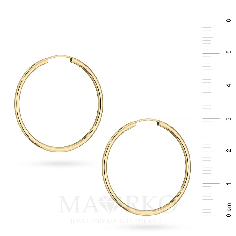 MARKO Orecchini a cerchio da donna in vero oro 8 carati (333) – Grandi orecchini in oro giallo | Elegante gioiello da donna – Elegante per tutti i giorni e occasioni festive