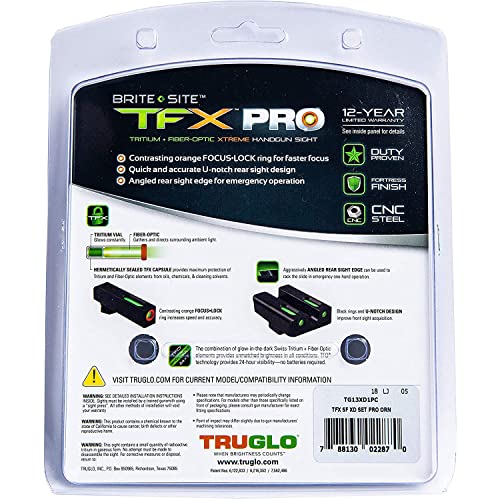 Image of Truglo TFX PRO Handgun Sight, Glowing Shock Proof Tritium and Fiber Optic Night Sight for Handguns, Compact, Durable, and Snag Free Sight