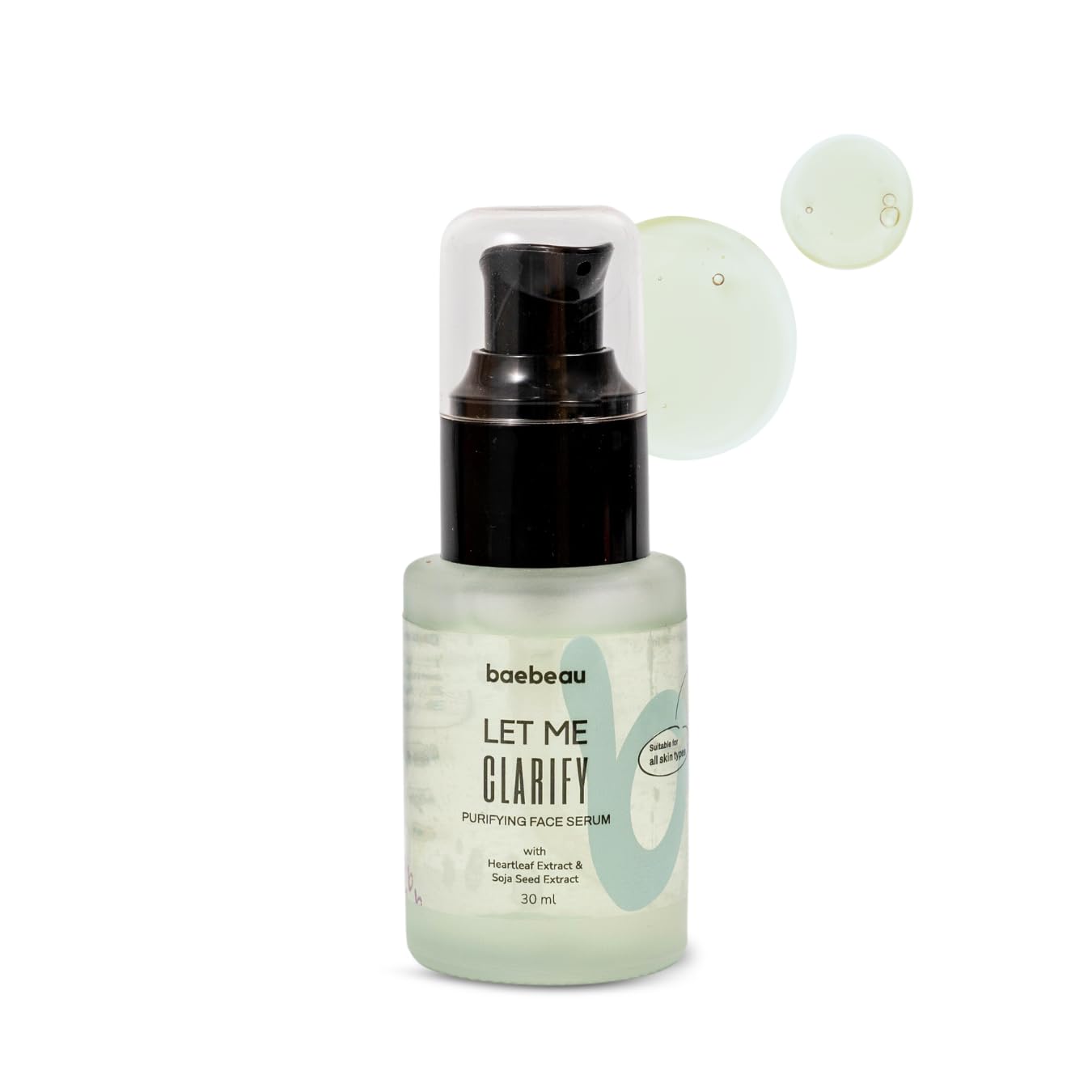 Baebeau Let me Clarify Purifying Face Serum for Clear & Glowing Skin with Heartleaf Extract & Soja Seed Extract Reduces Acne & Blemishes, Balances Oil Production for Women & Men - 30ml