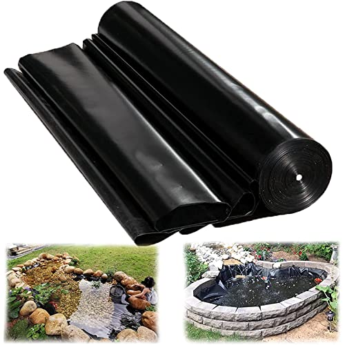 HLJPL Wasserdicht Teichfolien Zuschnitt HDPE Teichfolie Gartenteichfolie Schwarz 0.4MM Flexibel Schwimmteich Folie Teichplane für Schwimmteich Teichbau (Farbe : Schwarz, Größe : 5x5m/16.4x16.4ft) Cover