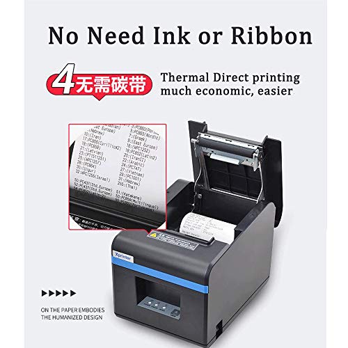 Image of 80mm Thermal Receipt Printer POS Printer USB Bluetooth Ethernet Port with Auto Cutter(306 USB RS232 Port)