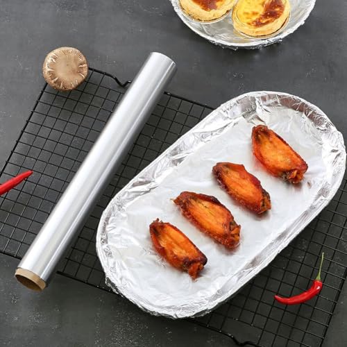 Rollo de papel de aluminio para hornear barbacoa y almacenamiento de alimentos, 30 cm x 20 m, resistente para cocina, apto para horno, congelador, plateado (300 cm)