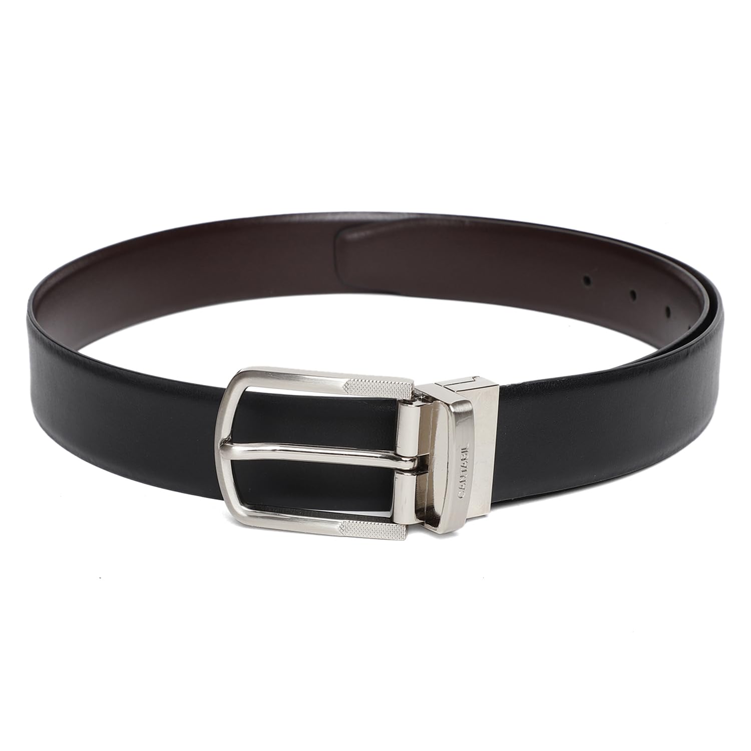 Men Formal Black/Brown Reversible Leather Belt-image-43