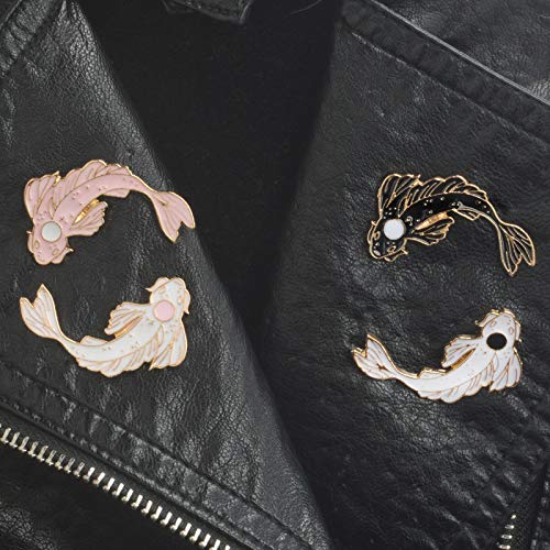 Image of 2Pcs coadipress Lovely Fish Brooch Enamel Lapel Brooches Pin Set Cute Cartoon Koi Fish Pins for DIY Backpacks Clothes Bags Jackets Hat Jewelry Accessories Gift