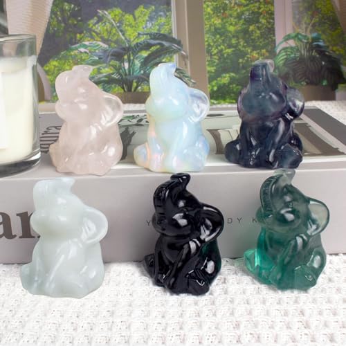 Figura Elefante de Cristal Obsidiana Tallado a Mano miniatura 6