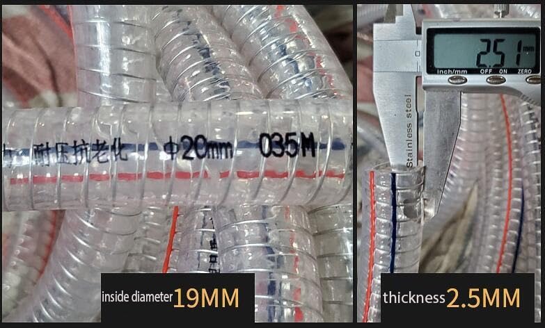 flexiable rubber Industrial High Temperature Oil Resistant Hose PVC Steel Wire Transparent Tube Antifreeze Plastic Water Pipe Pumping Fittings 1 Meter drain elastic (Color : 19mm)
