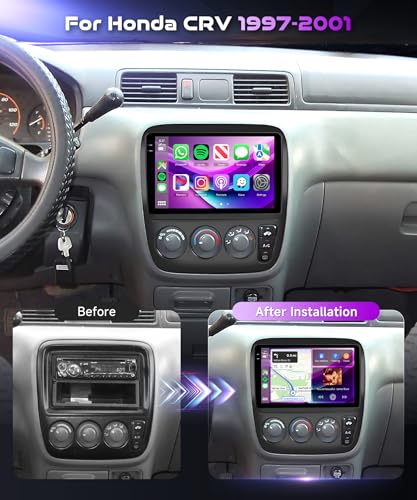 Image of 4G+128G for Honda CRV 1997-2001 Android 15 Car Stereo with Wireless Carplay /Android Auto, 9 Inch in-Cell Touch Screen Bluetooth Car Radio Support 5Ghz-WiFi GPS USB FM /RDS SWC HiFi Audio Backup Camera