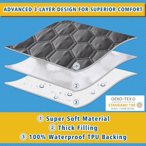 Image of BABYLEE Waterproof King Size 78x72 inch Cotton Quilted Mattress Protector Breathable Hypoallergenic Noiseless Ultra Soft Elastic Fitted Bed Protector Cover (King 78x72 inch | 6.5x6 ft, Grey)
