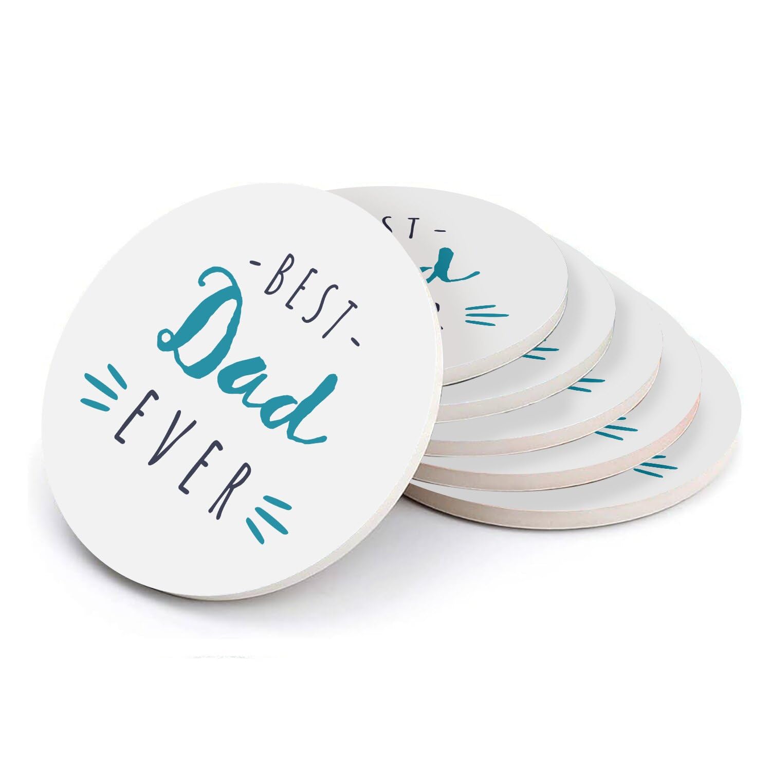 Sous verre ronds en céramique The Best Dad Ever : lot de 6 protections de table pour père