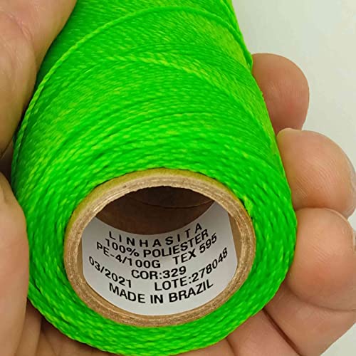 Linhasita Waxed Thread 100 g / 170 m Polyester 1 mm Thick Macrame, 30 Colours Shocking Green, Green Neon, 170 metros / 100 gr - Image 4