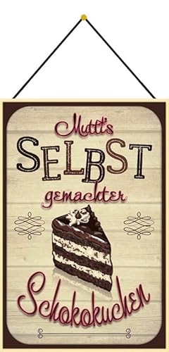 Cartel de metal 20 x 30 cm con cordón, diseño de tarta de chocolate