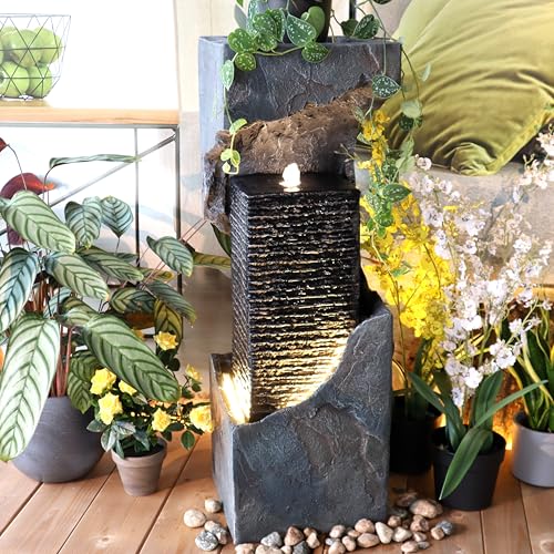 Wacredo Jeu d'eau de qualité supérieure - Kit complet - Népal - Fontaine d'intérieur - Pierre de source - Source traditionnelle pour le salon et le jardin...