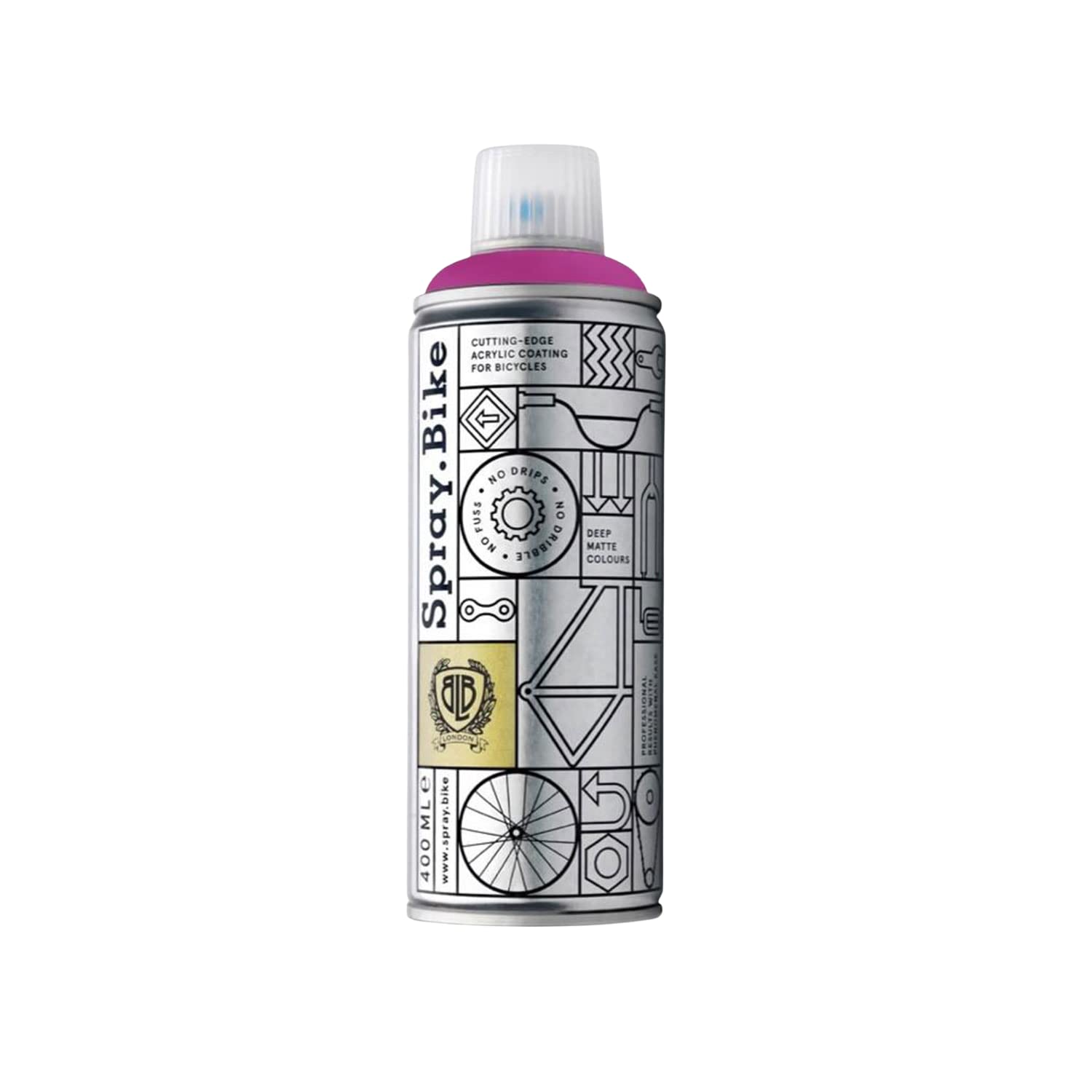 SPRAY.BIKE Fahrrad Lackspray in versch. Farben - KEINE GRUNDIERUNG notwendig - Acryllack/Lack Spray in 400 ml Spraydose, Matt- und Klarlack Optik möglich (Fuchsia Quasar, Matt)