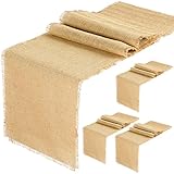 4 Pcs Farmhouse Table Runner 70.8 x 13.7 Inch Burlap Table Runners Burlap Roll for Dining Home Weddi