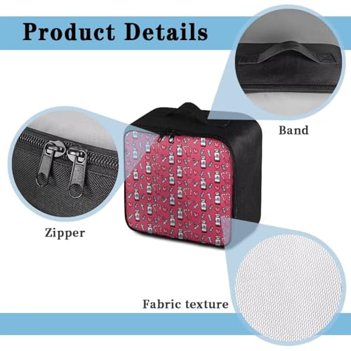Image of Gomyblomy Travel First Aid Bag Empty for Home Nursing Accrssories Print Medicine Bag Large Capacity Emergency Kit Portable Medical Storage Pouch for First Aid Supplies, Hot Pink