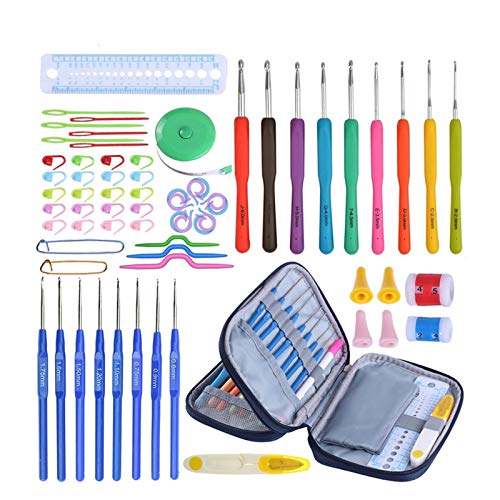 KJBGS Knitting Needle 68pcs/Set Mix Size DIY Knitting Crochet Hooks Set Plastic and Aluminum Knitting Needles Crochet Hook Craft Weaving Tools Knitting Tool Accessories Household Products