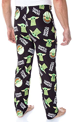 Star Wars Men's The Mandalorian Baby Yoda Snacks And Naps Loungewear Pajama Pants3