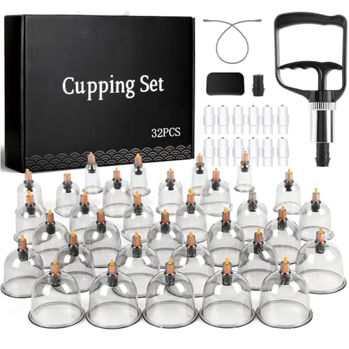 Cupping Therapy Sets Massage Back مجموعة الحجامة Physical Chinese Therapy Cupping kit with Pump & Vacuum Cups Massage Cupping Cup at Home (18Pcs)