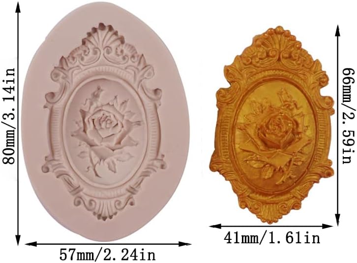 Miniatura 2 de Cestony Marco de fotos de rosa retro europeo en relieve Moldes de silicona para pastel de fondant galletas galletas jabón, pudín de azúcar,