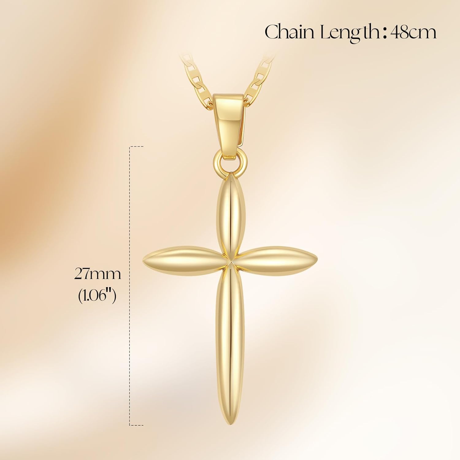 Gold Cross Necklace 14K Gold Cross Necklaces for Women Minimalist Design with Rounded Edges Crosses Pendant for Women Chain Gold Crosses - Image 6