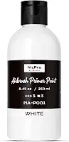 Nicpro Tinta para aerógrafo de superfície branca (238 g, 250 ml), acabamento fosco, pincel de ar pronto para pulverizar, primer acrílico à base de água para iniciantes e artistas priming modelos de
