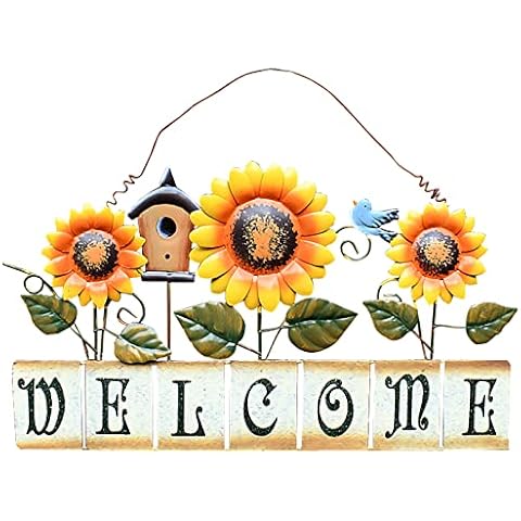 Sunflower Metal Welcome Sign for Doors Cover