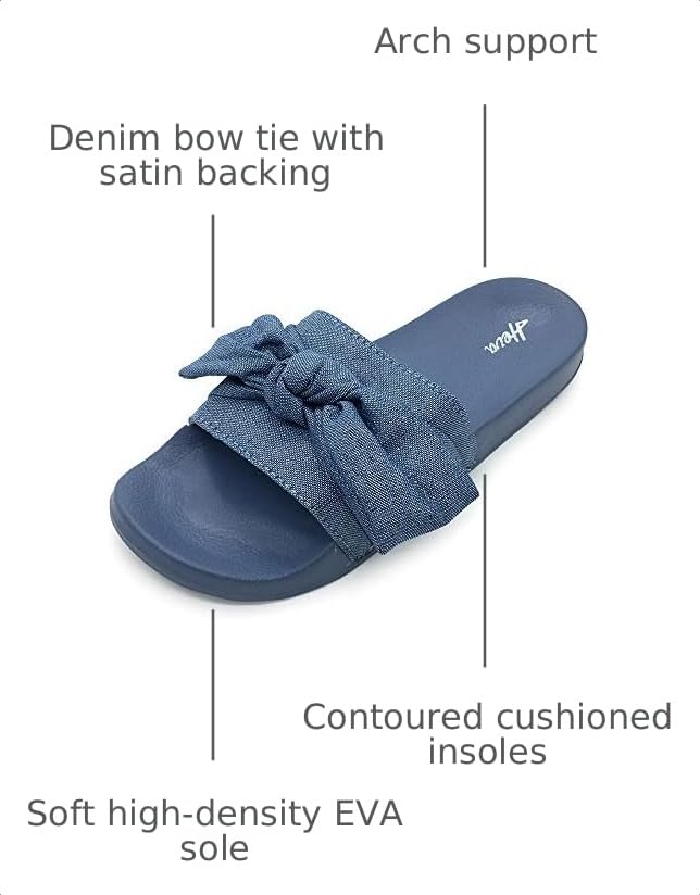 Image of FUNKYMONKEY Women's Bowknot Slides Sandals Comfort Casual Beach Slippers