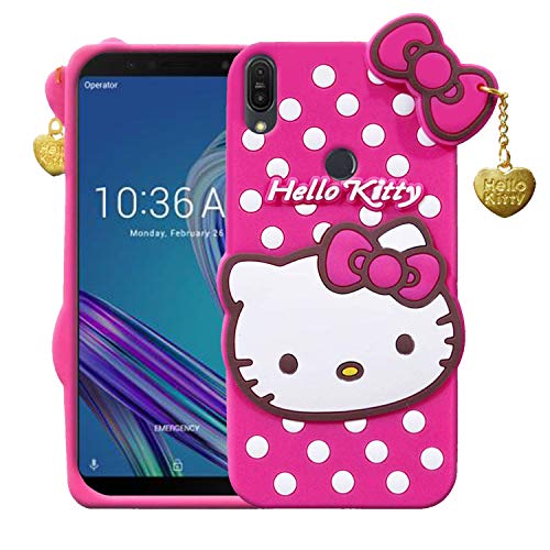 Image of Unirock Hello Kitty Back Case Cover for Asus Zenfone Max Pro M1| 3D Cute Hello Kitty Case |Soft Silicone Rubber Back Cover with Pendant Kitty Cover for Asus Zenfone Max Pro M1 (Pink)