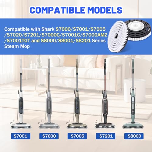 Image of Upgraded Steam Mop Pads for Shark S7000 Series - Replacement Brush Heads with Scrubbing Bristles | Deep Cleans Hardwood, Tile, Laminate Floors | Compatible with S8201 /S8001 /S7201 Models-2 Pack