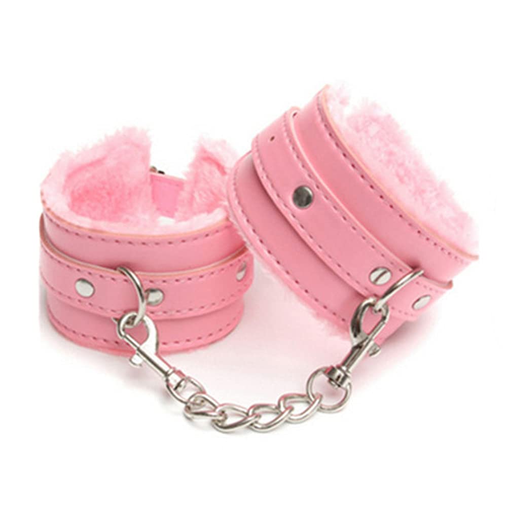 Peluche de Cuero Serie Cṳffs Correa Alternativa Ajustable Accesorios para Herramientas Tórturè Un par Rosa Negro Morado Rojo (Rosa)
