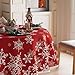 XCHI Winter Red Snowflakes Tablecloth Round Christmas Table Cloth Washable Table Covers for Indoor Dining Home Party Xmas Decorations 60x60 Inch