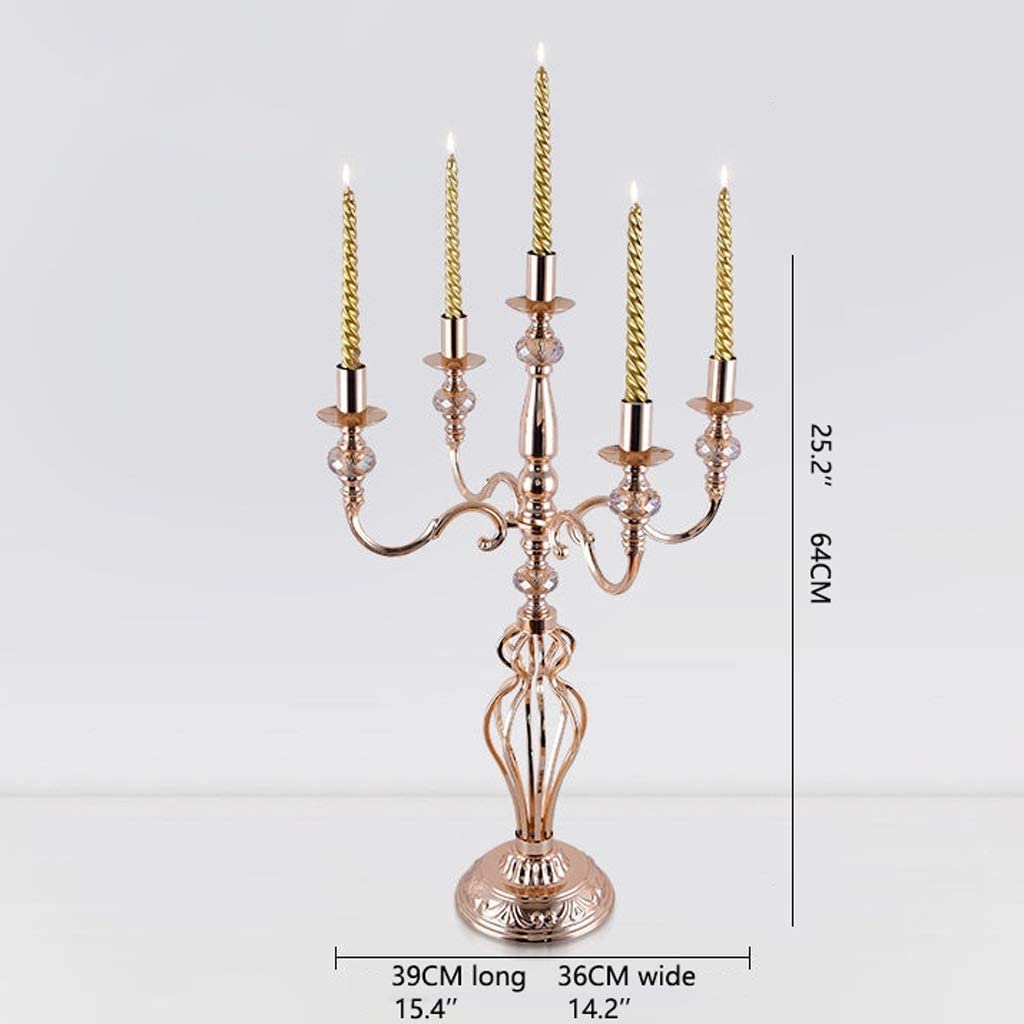Candelieri Portacandele in Metallo, portacandele a 5 Bracci, Decorazione centrotavola, candelabro Romantico per la casa Regalo