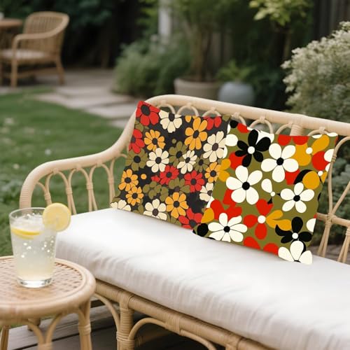 Housse coussin 65x65cm imperméable avec fermeture éclair invisible géométrie fleur
