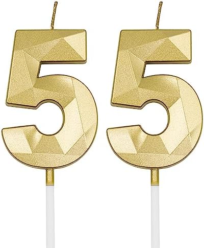 VSHILI 55th Birthday Candles - Silver Number 55 Cake Candles Decorations For Men & Women, 55th Party Cake Topper - View #14
