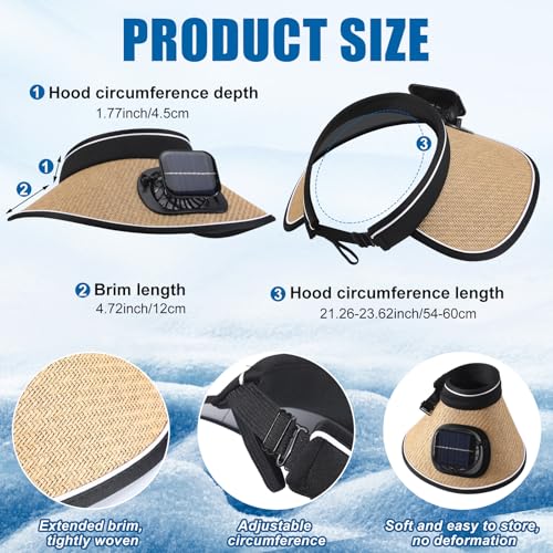 Visera con ventilador solar y protección UV para mujer miniatura 2