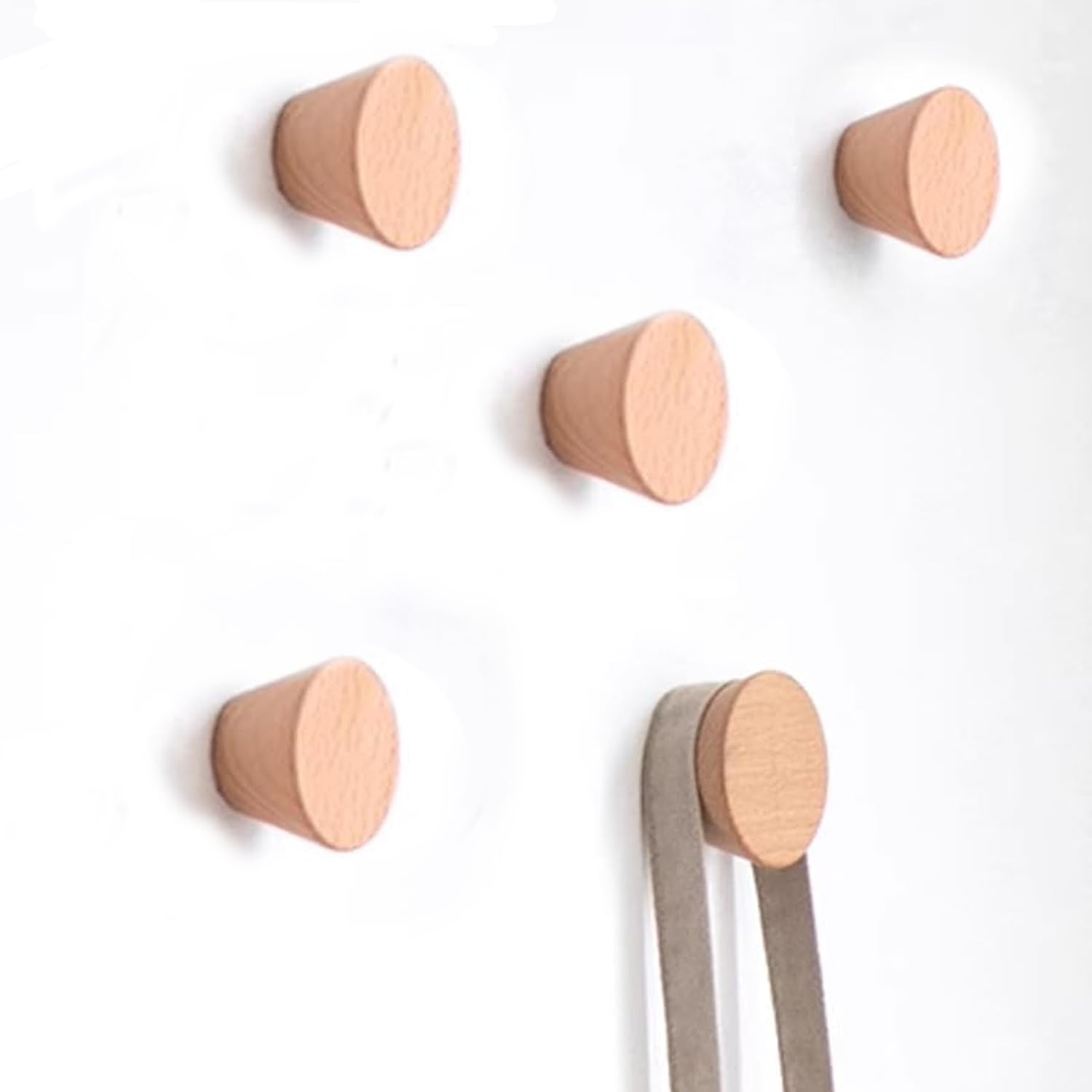 5PCS Single Wood Coat Hook Wooden Pegs Wall Mounted Hooks for Hanging Clothes Hat Tower (Wood)