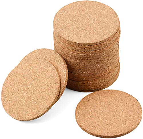 HENTEK Lot de 22 Dessous De Verre De Liège Naturel, dessous-de-plat en liège Rond écologique, Résistant à La Chaleur Cover