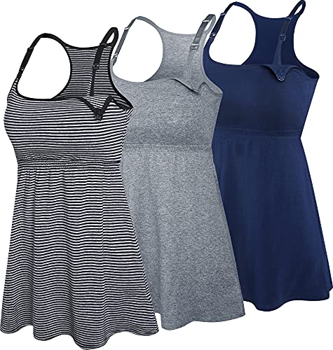 Image of SUIEK Cotton Maternity Nursing Tank Tops with Shelf Bra Breastfeeding Camis | No Separate Bra Needed, Pregnancy to Postpartum, Ultra-soft Sleep Cami Shirts