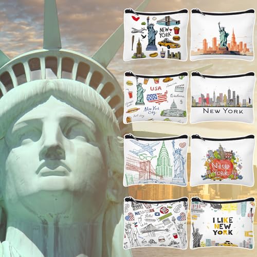 Image of Dansydaisy 32 Pcs New York Souvenirs New York Gifts USA Souvenirs Small Canvas Coin Purse Cute Change Purse Zipper Coin Pouch Mini Coin Bag Tiny Pouch for Women Traveler Birthday Gifts